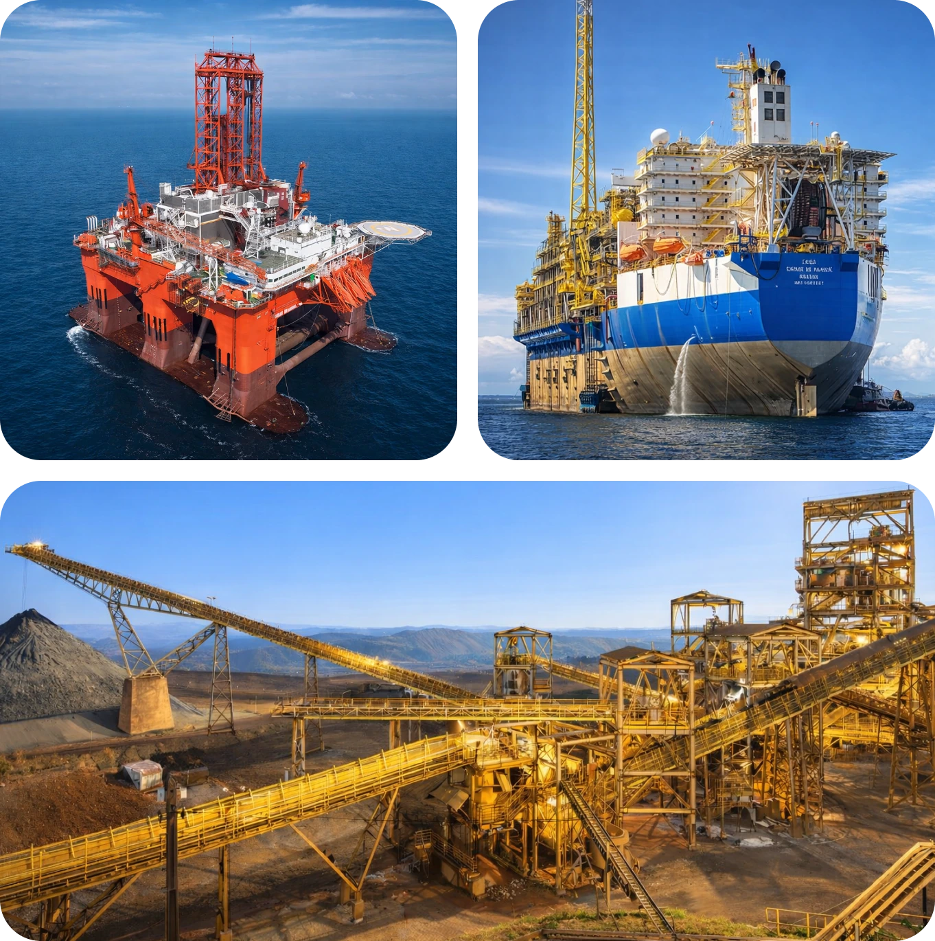 Plataforma offshore, navio-plataforma e instalação industrial atendidos pela Genesis